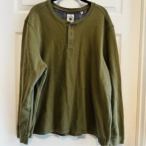 Copper Oak Supply Olive Green Long Sleeve Henley Shirt XXL